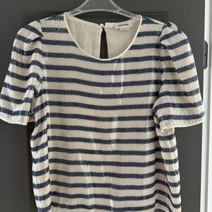Zadig & Voltaire navy and ivory stripe sequined top